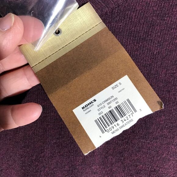 NWT Sonoma Mens Burgundy V-Neck Pullover Sweater Size Small - Picture 7 of 16